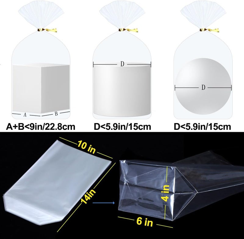 ZIMCEMS 50Pcs 10X14 inch Bottom Gusset Bags Clear Cellophane Gift Wrap Bags Basket Wrapping Plastic Large Cello Bags for Party Favors Treats Mug with 5" Twist Ties - Image 5